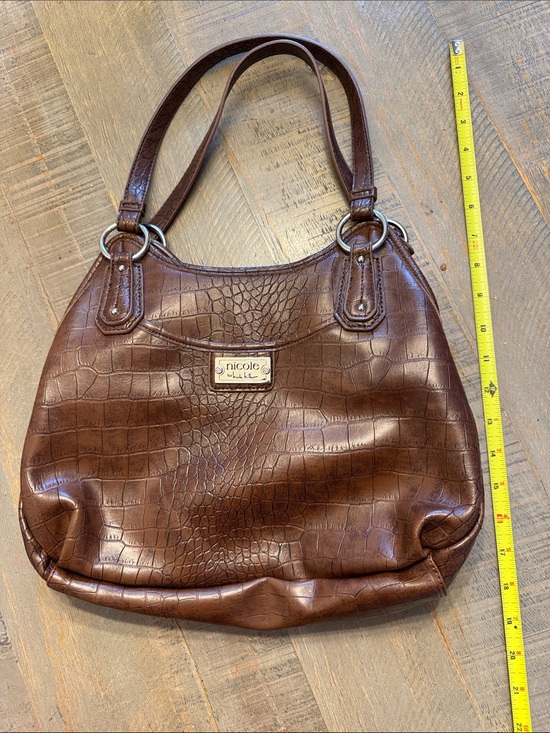 Nicole by Nicole Miller Handbags - Nicole By Nicole Miller Brown Croc-Embossed Shoulder Bag
